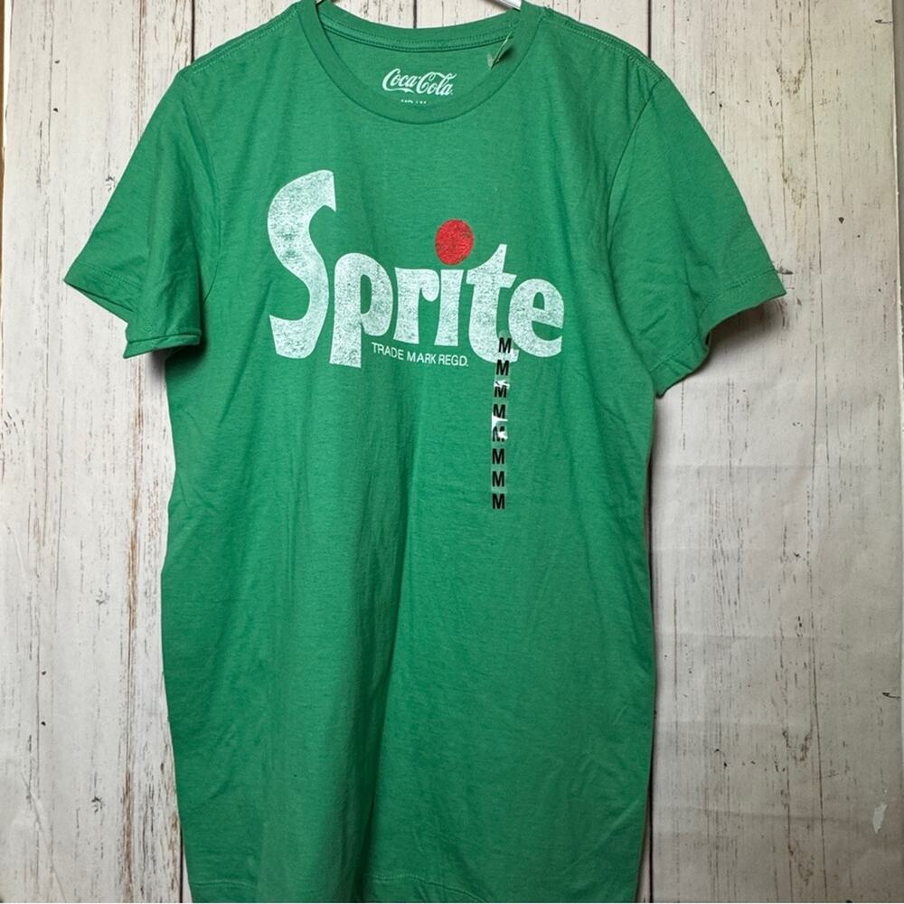 Coca Cola Green and White Sprite Short Sleeve Graphic Logo Tee  Sz M